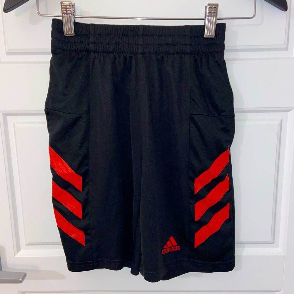 2/$50 Boys Adidas Black and Red Striped Shorts